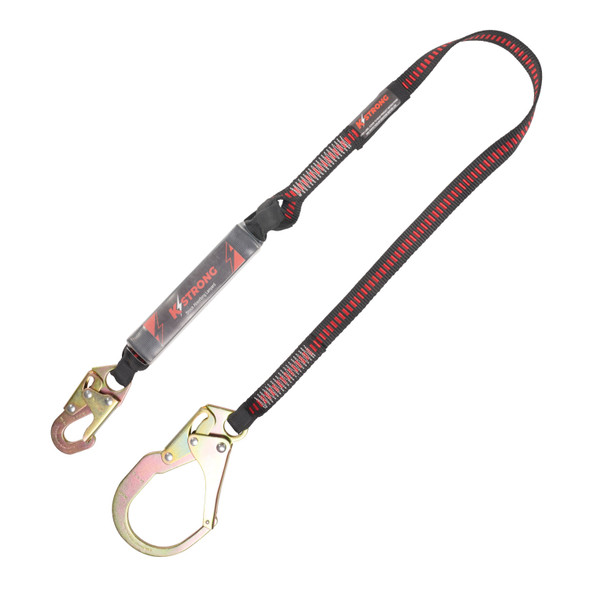 KStrong 6 ft. Clear pack design shock absorbing lanyard with snap hook and rebar hook (ANSI) UFL201111